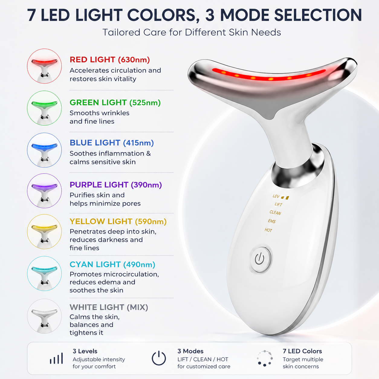 7-Color LED Neck & Face Lifting Massager