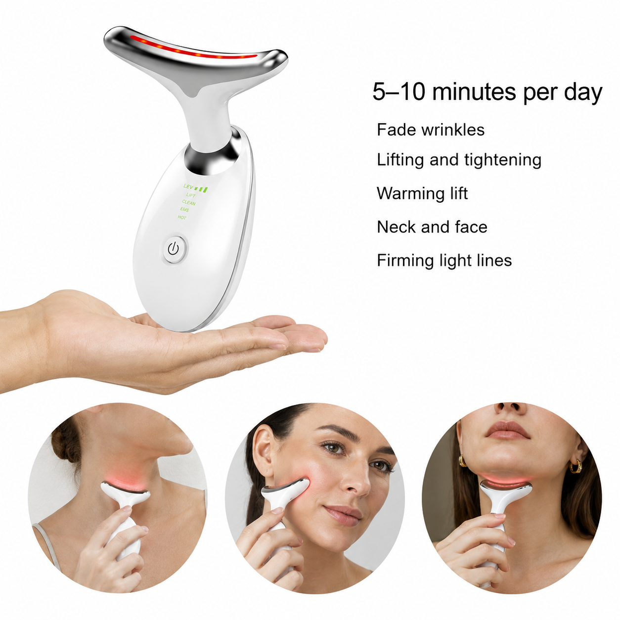7-Color LED Neck &amp; Face Lifting Massager